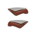 BMW - E3 - Paire de fixations d'accoudoir fauve avec caches chromés - Finition complète